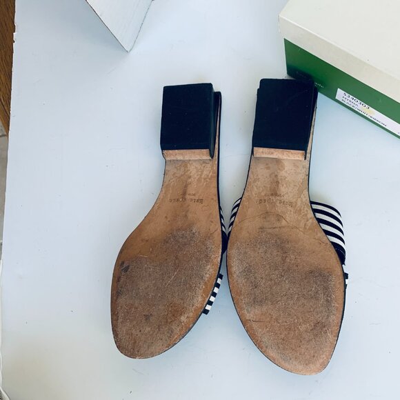 Kate Spade Myrna Sandal Black White Ribbon Stripe Size 8 M - Picture 7 of 9